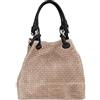 Chicca Borse Borsa a Mano da Donna con Tracolla in Vera Pelle Stampa Intrecciata Made in Italy 34x29x18 Cm