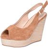 Ciabalù Sandali con Zeppa Donna Estive Spuntate Tacco 12cm Effetto Paglia Plateau 3,5cm Cinturino alla Caviglia con Fibbia Scarpe Espadrillas Eleganti