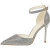 JOEupin Scarpe da sposa con tacco a spillo a punta con strass alla caviglia e strass