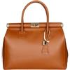 Gave Lux Borsa a Mano Doppio Scomparto Vera Pelle Cuoio Scuro Elegante Design Italiano