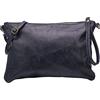 SH Leder Clara G396 - Borsa a tracolla in vera pelle, stile vintage, misura media, 33 x 22 cm, Blu scuro, m