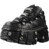 New Rock Stivali Unisex Suola Viti Power con lacci Colore Nero Pelle/Unisex Black Boots Leather Shoelaces M.WALL106-S25
