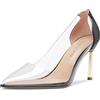 NobleOnly Donna Spillo Alto High Tacco Heel a Chiusa Punta Slip-on Pumps Classico Feste Ufficio Scarpe 8.5 CM Heels Nero Trasparente 44 EU