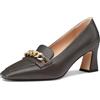 NobleOnly Donna Chunky Blocco Tacco Heel Chiusa Quadrata Punta Loafers Scarpe Slip-on Pumps Catena Metallo Casual Ufficio Scarpe 7 CM Heels