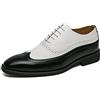 Ninepointninetynine Scarpe Formali for Uomo Stringate Bicolore Brogue Goffrato Punta alare Pelle Sintetica Antiscivolo Tacco Largo Antiscivolo Matrimonio (Color : Black White, Size : 42 EU)