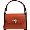 Modarno mini borsa in Vera pelle dollaro con chiusura a moschettone a forma di ape, borchie laterali, catena metallica rimovibile, manico in pelle (Arancione)