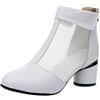Jamron Donna Elegante Tallone di Blocco Stivaletti Traspirante Maglia Estate Stivali Pumps Bianco SN02664 EU36