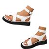 WINDEHAO Sandali da donna in vera pelle, con plateau, infradito, estivi, da spiaggia, grossi (bianco, 37EU)
