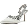 TarfiC Donna Scarpe da Sposa Tacco Basso Scarpe Donna Punta a Punta Strass col Tacco Punta Chiusa Decollete con Tacco a Spillo Sposa Tacchi /JY1963-31