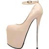 UJEDFHV Donna Classico High Heels Scarpe da Donna in Pelle Verniciata con Punta Aperta, Tacco Alto 19,0 cm, Scarpe da Donna con Plateau, Primavera Estate(Apricot 22cm,38)