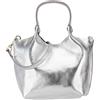 SH Leder Angela G161 - Borsa a mano da donna in vera pelle, 26 x 18 cm, argento
