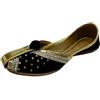 ESHOE ETHNIC Velvet Khussa Wedding Flats - Tradizionali punjabi Juttis & Scarpe etniche per donna, Nero , 38 EU