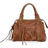 Gave Lux Borsa Donna Vera Pelle Scamosciata 25cm, Prodotto Artigianale Made in Italy, Con Manico, a Spalla o a Tracolla, GLX220609123FBG-041_MARRONE