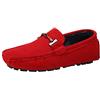 Jamron Uomo Elegante Fibbia Mocassini Comfort Scamosciato Scarpe di Guida Moda Pantofole Felpa Rosso SN19020-2 EU44.5