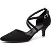 Greatonu Sandali con Tacco Gattino Punta Chiusa Cinturino alla Caviglia Scarpe da Festa Donna Nero 41 EU