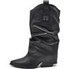 IF Fashion Scarpe Stivaletti Arricciati Da Donna Con Ghetta Risvolto G695 nero N.39