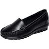 ANUFER Donna Morbido Scivolare su Vera Pelle Piccolo Tacco a Zeppa Casuale Mocassini Scarpe da Passeggio Nero SN020534 EU39.5