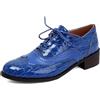 Generico Donna Lacci Scarpe Oxford Tacco Basso A Blocco Brogue Vintage Punta Tonda Scarpe da Vestito da Ufficio