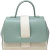 Chicca Borse Borsa a Mano Elegante con Tracolla da Donna in Pelle (Beige - Menta)
