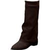 Generic Stivali Donna Invernali Autunnali, Texani Cowboy Stivaletti Alti, Stivali al Ginocchio Donna, Stivaletti con Tacco Punta, Stivaletto Wide Fit con Plateau, Fold Over Boots Marroni