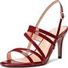 Castamere Donna Medio Tacco Heel Aperte sulla Punta Slingback Sandali Cinturino alla Caviglia Sexy da Matrimonio Feste 8.5 CM Heels Borgogna Rosso 35 EU