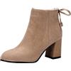 Lroey Reoly Stivaletti da Donna con Tacco a Blocco, Stivaletti da Ufficio Tacco Alto Punta Rotonda Polacchine Solid Zip, Numero 32-46