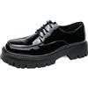 RIXANT Mocassini da uomo in pelle verniciata con plateau, suola carrarmato, punta arrotondata, for abbigliamento casual formale, colore nero, vestibilità comoda