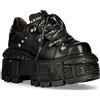 New Rock Stivaletti Unisex New Rock M-TANK120N in 100% Vera Pelle Nera con Plateau Gotico Punk 9