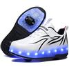 Roller&Skates Scarpe da LED Luce USB Ricaricabile Doppia Ruota Skateboard Sportive con Rotelle Automatiche Ruota Diritta Formatori Outdoor Multisport Ginnastica Running Sneaker Unisex Bambini e Ragazze