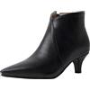 Lroey Reoly Stivaletti da Donna con Tacco a Gattino, Stivaletto Tacco Medio Appuntito Polacchine Zip Semplici 081 Nero Numero 39 EU