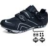 Treer Scarpe Ciclismo Unisex Scarpe MTB Uomo Donna, Traspiranti Scarpe da Equitazione Scarpe MTB Road SPD Scarpe Ciclismo Strada con Blocco Pedale Scarpe da Ciclismo da Bici 36-71 EU Nero Marina