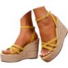 Générique Sandali da donna estivi comodi sandali con zeppa per donna, espadrillas, piattaforma e top. Punta aperta alla moda e versatile. Boemia Perla Pelle Scarpe