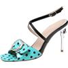 LarDorLin Tacco a Spillo Mules Donna Trasparente Pantofole Punta Aperta Sposa Ciabatte Eleganti Festa Tacco Alto con Cristalli Finto Cyan Numero 32 EU