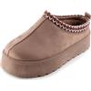Toocool Sabot Scamosciati Donna Pelliccia Interna Flatform Zeppa Caldi H-3 [40,Kaki]