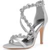 Generic Scarpe da Sposa Bridal Donna Spillo Tacco Heel Aperte sulla Punta Cinturino alla Caviglia Casual Heels Sandali 10 .5CM
