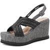 QUEEN HELENA Zeppe con Tacco Alto Sandali Alti con Plateau Casual Donna ZM9927 (Nero, Sistema Taglie Calzature EU, Adulto, Donna, Numero, Media, 36)
