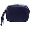 SH Leder Chiara G209 - Borsa a tracolla in vera pelle, con chiusura lampo, 21 x 15 cm, Blu scuro, S