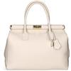 Chicca Borse Borsa Donna a Mano Pelle con Tracolla Bauletto (D37 Latte)
