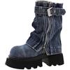 HOOUDO Stivali Invernali Donna Texani,Stivali Equitazione,Comoda Stivaletti Invernali Pelle Nera Stivali Tacco Alto E Plateau Punk Scarpe Stivaletti Texani con Risvolto Traforati Stivaletto