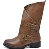 IF Fashion Scarpe da Donna Stivali Stivaletti Biker Fibbie Anfibi Polpaccio Largo YY-58 khaki N.39