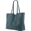 SH Leder ® Maja G514 - Borsa shopper da donna in vera pelle di vitello in formato paesaggio con tasca interna in molti colori 30 x 37 cm, Blu vinaccia, L