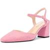 NobleOnly Donna Medio Chunky Blocco Tacco Heel Chiusa Quadrata Punta Slingback Cinturino alla Caviglia Sandali Feste Dress Scarpe 6.5 CM Heels