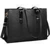 Lubardy Borse Grande Donna Borsa Porta PC 15.6 Pollici Borsa da Lavoro Impermeabile Borsa a Tracolla in Pelle PU Borsa Tote Scuola Shopper Business Nero