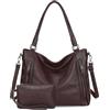 VINBAGGE Borsa da Donna Borsa a tracolla Spalla 2 pezzi Tote Bag Borse a Mano Pelle PU Borsa Messenger per Shopping Viaggio,Marrone Scuro