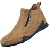 Generisch Scarpe sportive da uomo, estive - stivaletti con cerniera, scarpe ortopediche in pelle, taglie grandi, antiscivolo, per il tempo libero, classiche a mezza altezza, marrone, 48 EU