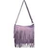 Modarno Borsa a tracolla con frange in camoscio - borsa tracolla donna in pelle scamosciata (Lilla Chiaro)