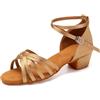 SWDZM Scarpe da Ballo Latino Americano Bambina Tacco 3cm | Superiore in raso,suola in camomillo,traspirante,facile da indossare,leggero,adatto alle prestazioni di pratica delle ragazze