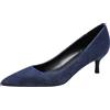 Jamron Donna Velluto 5CM Tacchi a Spillo Elegante Scarpe a Punta Decolletè Scarpe da Ufficio Blu Marino SN0711129-1 EU38