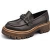 IF Fashion Scarpe Mocassini Slip On Loafers Donna con Morsetto Platform Piattaforma 899 Testa di Moro N.41