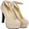 DEARMAMY Scarpe da Sposa con Alto da Donna Scarpette da Sposa Bianche per La con Grosso Stivali da Donna con Tacchi Grossi Pompe da Donna Golden